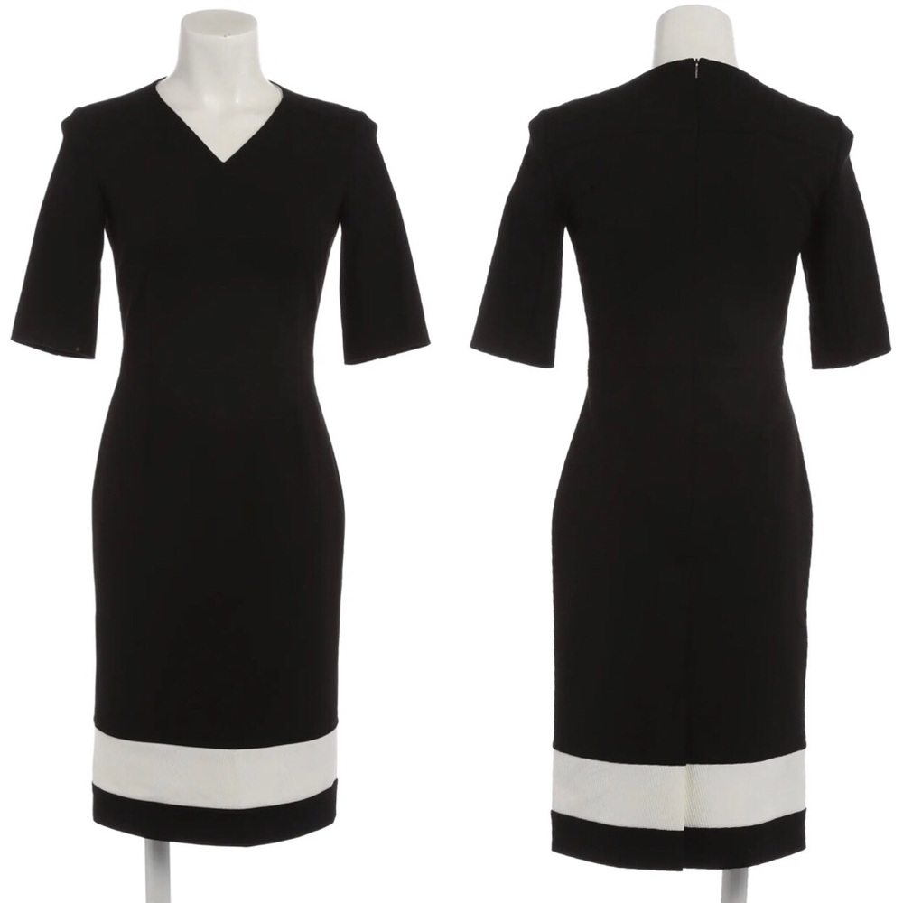 Boss Hugo Boss Textured Colorblock Classic Black White Sheath Dress size L - Picture 2 of 16